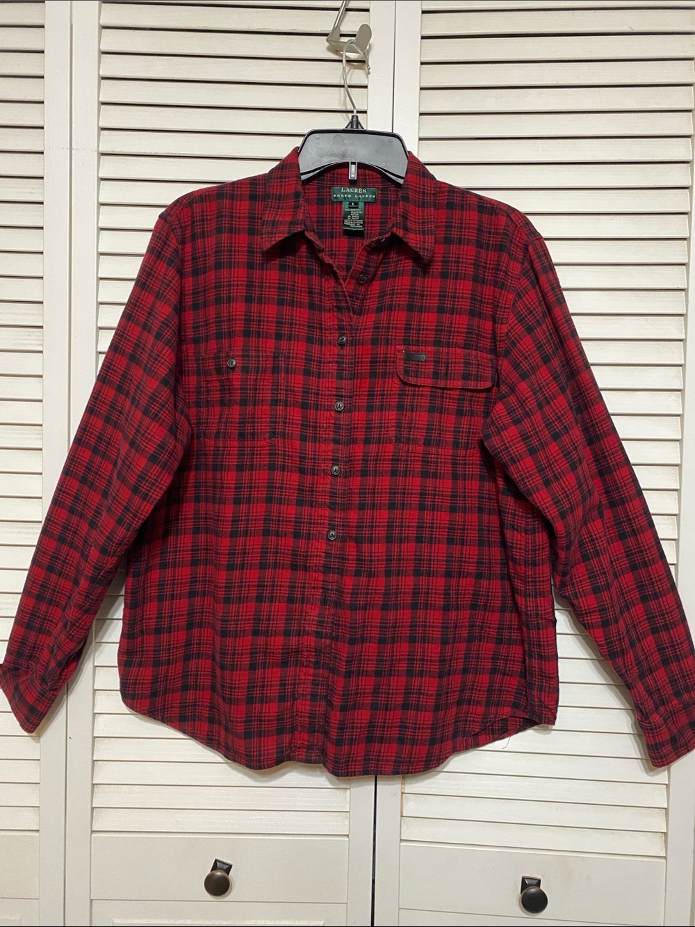Lauren Ralph Lauren Buffalo Plaid Flannel Blouse Size L